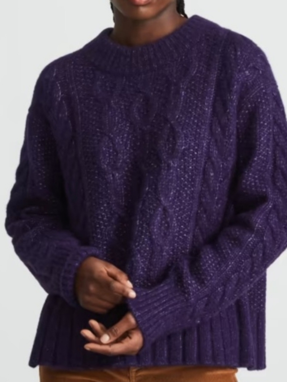 Everlane Deep Purple Cable Turtleneck Sweater